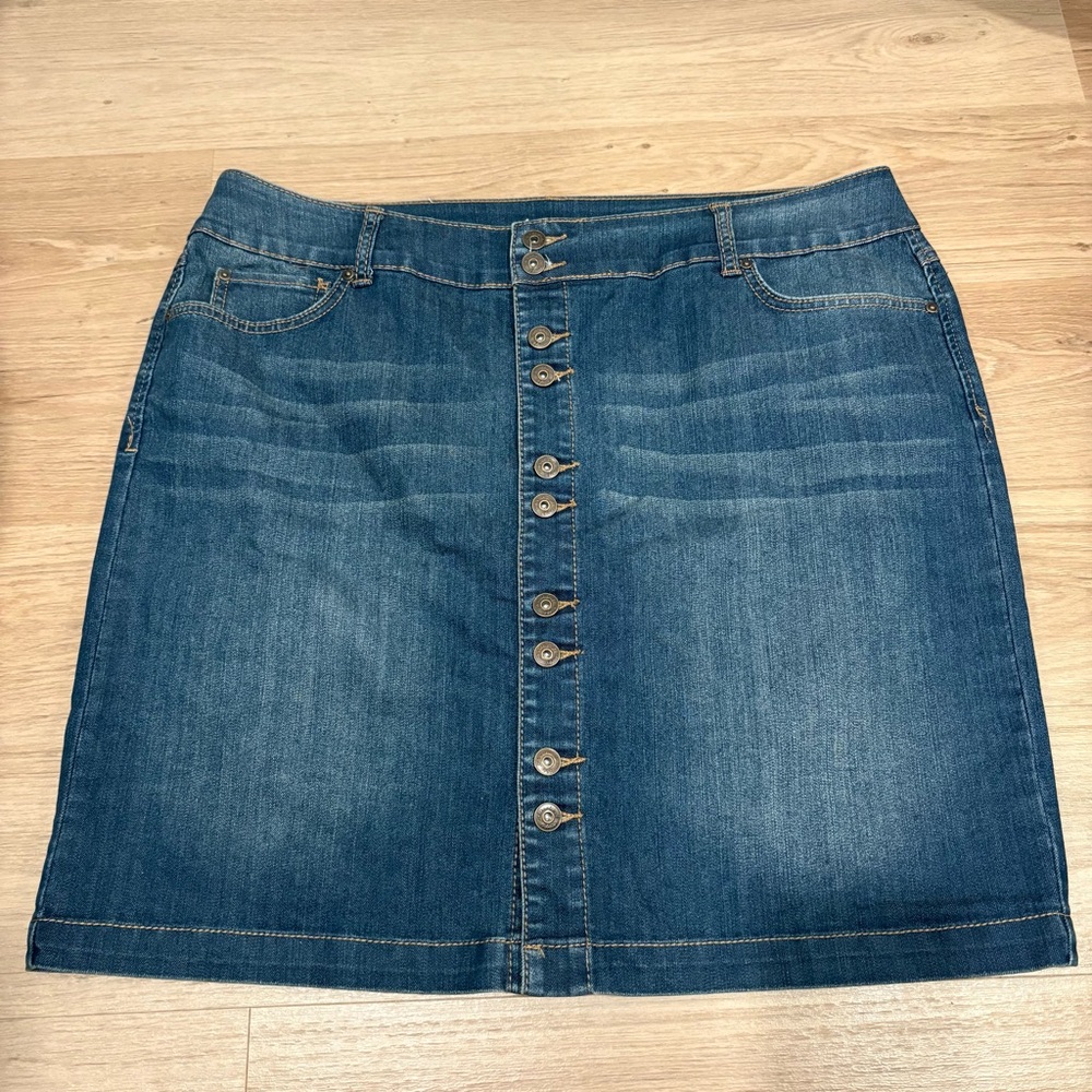 INC Denim Woman Button Down Plus Size Skirt 16W